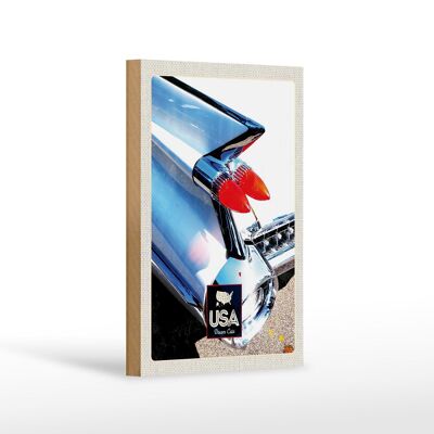 Cartel de madera viaje 12x18 cm América luces coche clásico decoración blanca