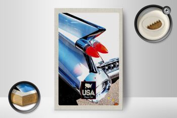 Panneau en bois voyage 12x18 cm lumières de voiture classiques américaines décoration blanche 2