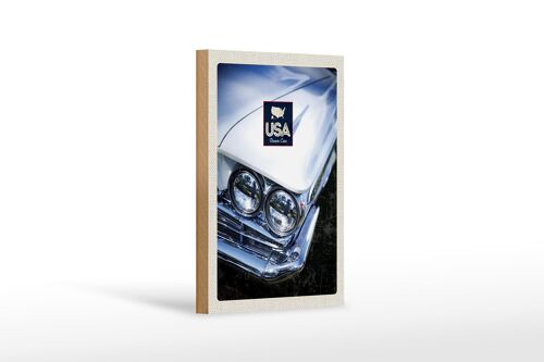 Holzschild Reise 12x18 cm Amerika Oldtimer weiß Dream Cars Dekoration