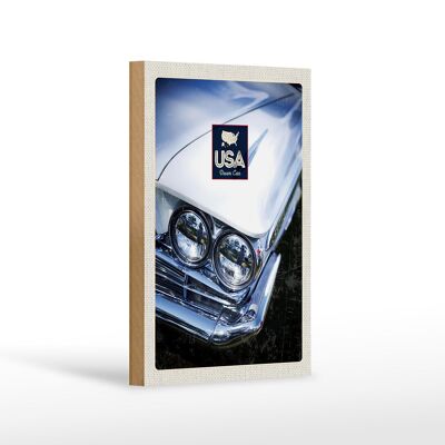 Holzschild Reise 12x18 cm Amerika Oldtimer weiß Dream Cars Dekoration