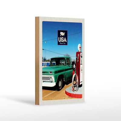 Cartello in legno da viaggio 12x18 cm Decorazione auto americana pompa di benzina vintage