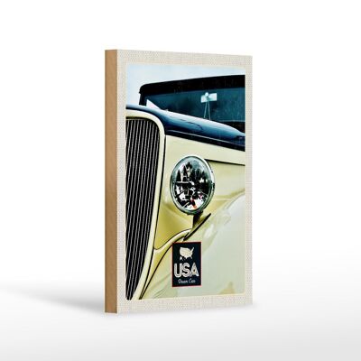 Cartello in legno da viaggio 12x18 cm America vintage auto beige lampada vacanza