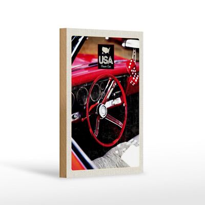 Cartello in legno da viaggio 12x18 cm America auto d'epoca USA decorazione cubo rosso