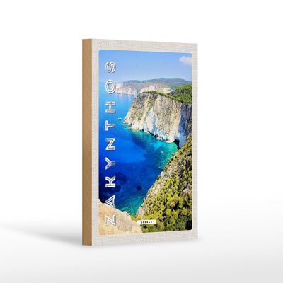 Cartel de madera viaje 12x18 cm Zakynthos Grecia Grecia mar