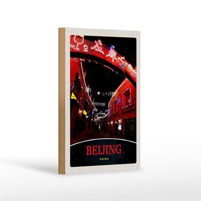 Cartello in legno da viaggio 12x18 cm Cina Asia Pechino Città Natale