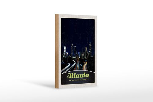 Holzschild Reise 12x18 cm Atlanta Amerika Stadt Straße Gebäude