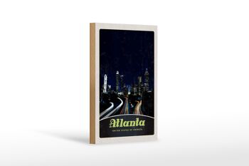 Panneau en bois voyage 12x18 cm Atlanta America city street building 1
