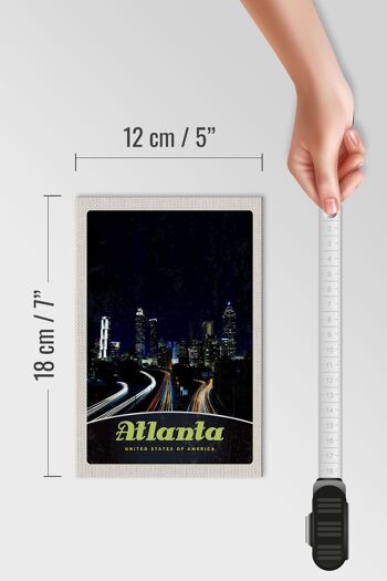 Panneau en bois voyage 12x18 cm Atlanta America city street building 4