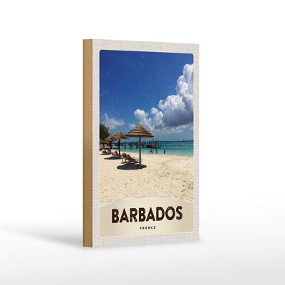 Panneau en bois voyage 12x18 cm Ile de la Barbade France mer plage
