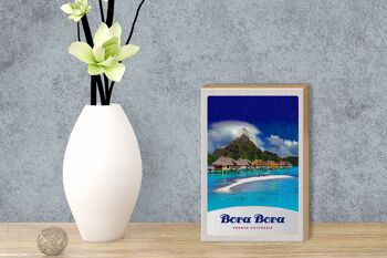 Panneau en bois voyage 12x18 cm Bora Bora île vacances soleil plage 3