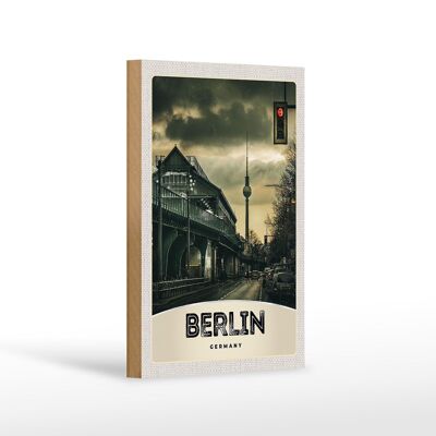 Holzschild Reise 12x18 cm Berlin Deutschland Fernsehturm 90er