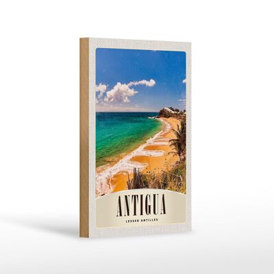 Cartel de madera viaje 12x18 cm Antigua Caribe playa mar vacaciones