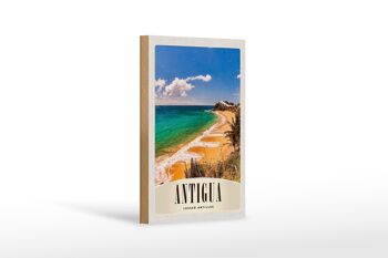 Panneau en bois voyage 12x18 cm Antigua Caraïbes plage mer vacances 1