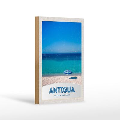 Wooden sign travel 12x18 cm Antigua Caribbean island sea beach