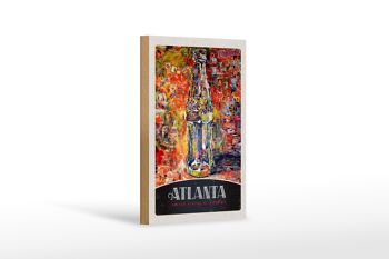Panneau en bois voyage 12x18 cm Atlanta America Coca Cola tableau 1