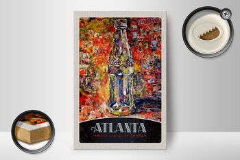 Panneau en bois voyage 12x18 cm Atlanta America Coca Cola tableau 2