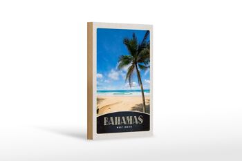 Panneau en bois voyage 12x18 cm Bahamas Antilles plage palmier 1