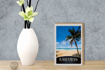 Panneau en bois voyage 12x18 cm Bahamas Antilles plage palmier 3