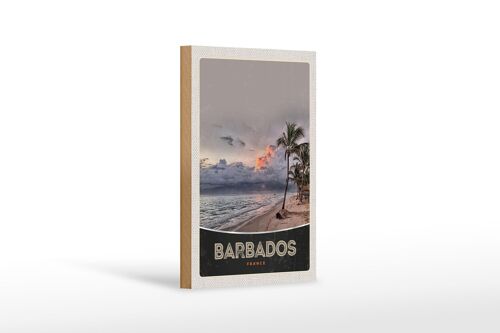 Holzschild Reise 12x18 cm Barbados Strand Meer Unwetter Urlaub
