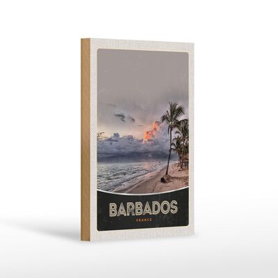 Cartello in legno da viaggio 12x18 cm Barbados spiaggia vacanza tempesta di mare