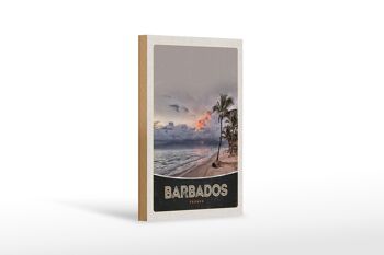 Panneau en bois voyage 12x18 cm Barbade plage mer tempête vacances 1