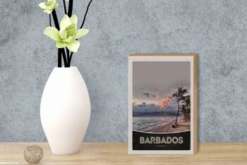 Panneau en bois voyage 12x18 cm Barbade plage mer tempête vacances 3