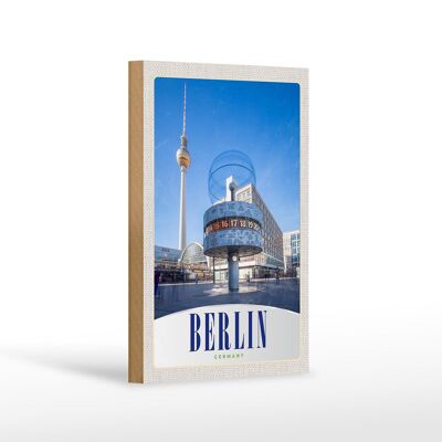 Cartello in legno da viaggio 12x18 cm Berlino Germania Alexanderplatz