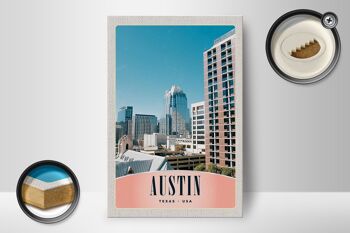 Panneau en bois voyage 12x18 cm Austin Texas America gratte-ciel 2