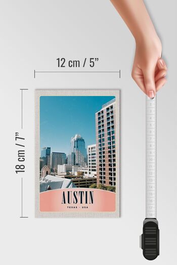 Panneau en bois voyage 12x18 cm Austin Texas America gratte-ciel 4