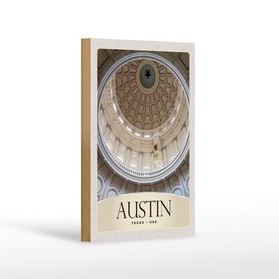 Cartel de madera viaje 12x18 cm Austin Texas EE.UU. América arquitectura