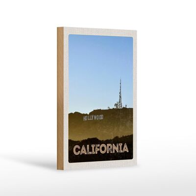 Cartel de madera viaje 12x18 cm California América Estrella de Hollywood