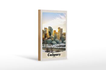 Panneau en bois voyage 12x18 cm Calgary Canada Europe vacances neige 1