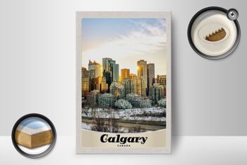 Panneau en bois voyage 12x18 cm Calgary Canada Europe vacances neige 2