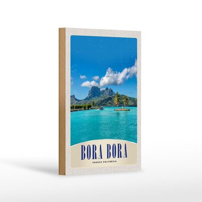 Cartel de madera viaje 12x18 cm Isla Bora Bora Francia Polinesia