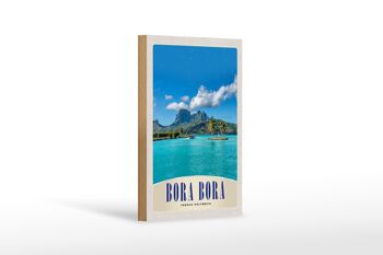 Panneau en bois voyage 12x18 cm Île de Bora Bora France Polynésie 1