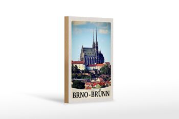 Panneau en bois voyage 12x18cm Église de la ville de Brno-Brünn République tchèque 1