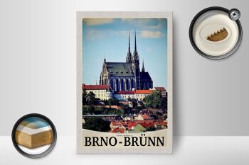 Panneau en bois voyage 12x18cm Église de la ville de Brno-Brünn République tchèque 2