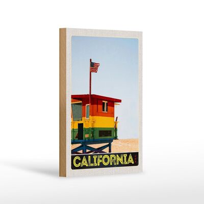 Cartel de madera viaje 12x18 cm California América costa playa mar