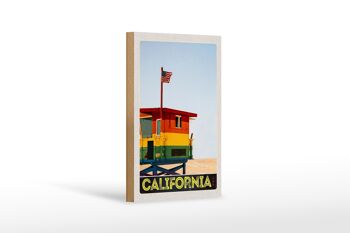 Panneau en bois voyage 12x18 cm Californie Amérique côte plage mer 1