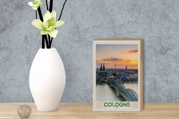 Panneau en bois voyage 12x18 cm Cologne Allemagne city trip pont de la cathédrale 3