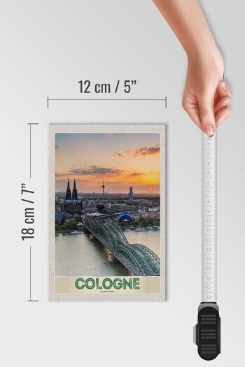 Panneau en bois voyage 12x18 cm Cologne Allemagne city trip pont de la cathédrale 4