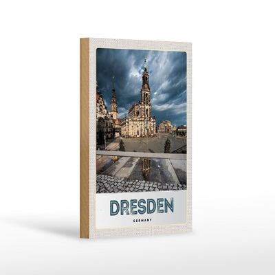 Cartel de madera viaje 12x18 cm Dresden Alemania arquitectura ciudad