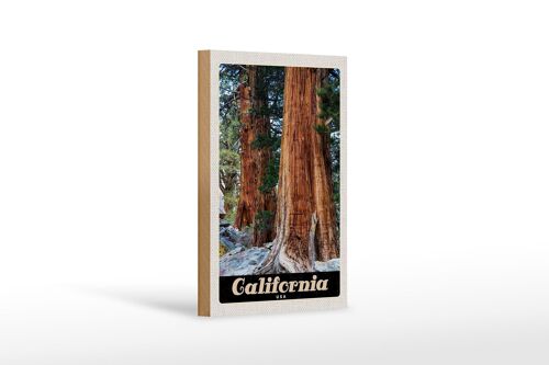 Holzschild Reise 12x18 cm California Amerika Natur Wald Bäume