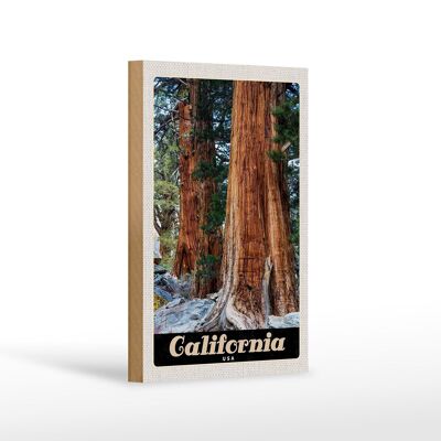 Cartel de madera viaje 12x18 cm California América naturaleza bosque árboles