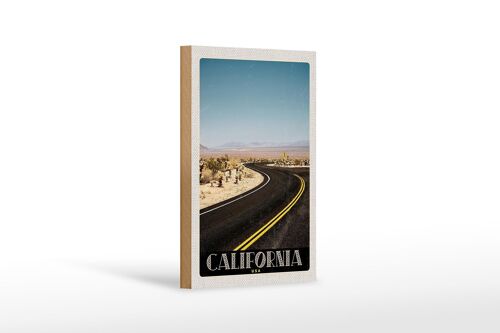Holzschild Reise 12x18cm California Amerika Strand Straße Wüste