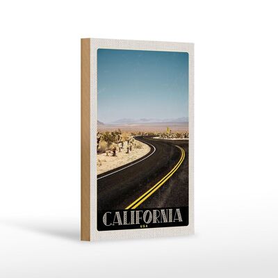 Cartel de madera viaje 12x18cm California América playa camino desierto