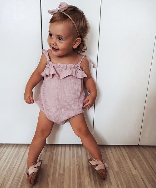 Old Pink Summer Muslin Baby, Toddler Playsuit Romper