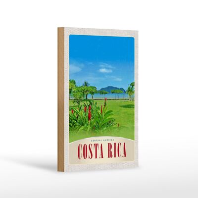 Wooden sign travel 12x18 cm Costa Rica Central America beach sea