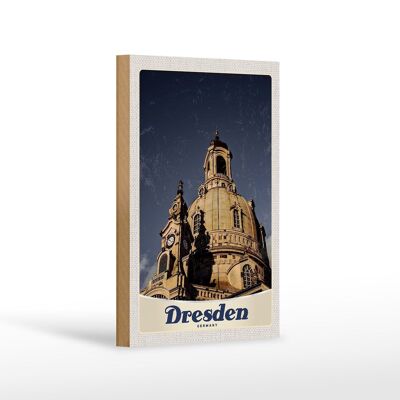 Cartello in legno da viaggio 12x18 cm Dresda arte architettura medievale