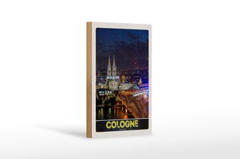 Panneau en bois Voyage 12x18 cm Cologne Allemagne Pont de la Cathédrale Gare 1